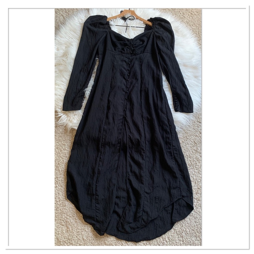 Free People Luna Maxi Top Button Down Black Extra Small